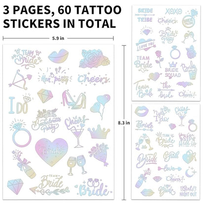 60 Styles of bachelorette party Tattoos,waterproof long lasting Party Decoration