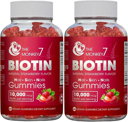 Biotin Gummy Bears Hair Growth Products Biotin 10000mcg | Biotin Gummies Hair Skin and Nails Vitamins Sugar Free Non GMO Gluten Free 60 Gummies 30 Day Supply - 2 Pack