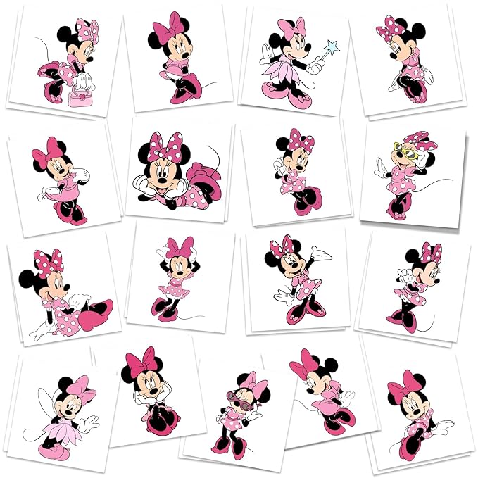 Minnie Birthday Party Supplies, 34Pcs Temporary Tattoos Party Party Decoration