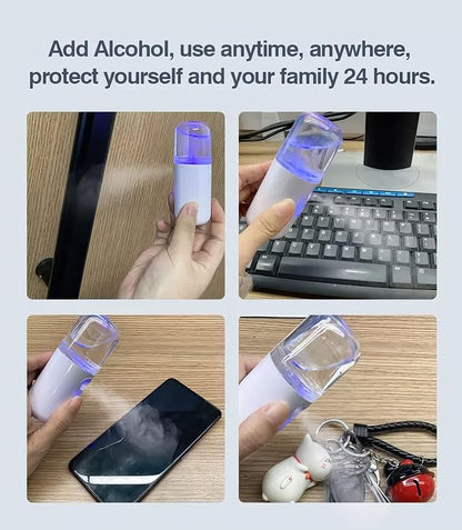 Nano Mist Sprayer Portable for Home, Office, Car, Hydrating Facial Mist and Skin Care (White)