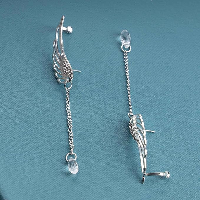 Boho Rhinestone Wing Ear Climbers Earrings