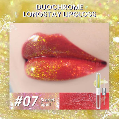 CHARMACY Multichrome Double Head Non-Stick Lip Gloss, Metallic Gloss,