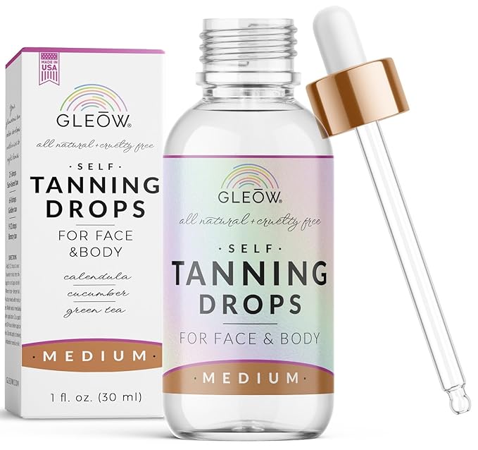 Face Tanning Drops to Add to Moisturizer, Face Self Tanner Bronzing Drops, Quick Tan Drops, Self Tanning Drops for Face and Body 1oz
