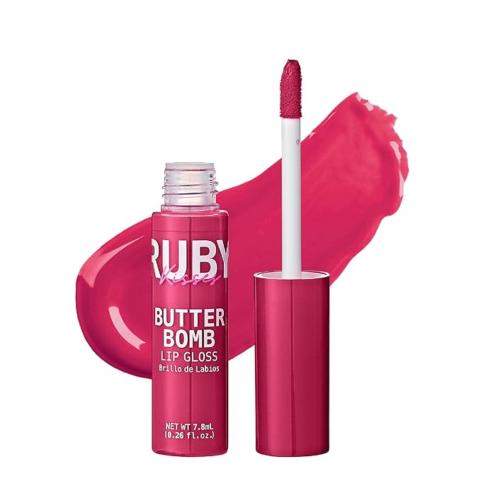 Ruby Kisses Lip Gloss Butter Bomb Gloss Non-Sticky Lip Gloss Vitamin E Natural Nude Lip Makeup - 7.8mL (0.26 US fl.oz) (Play, Boy)