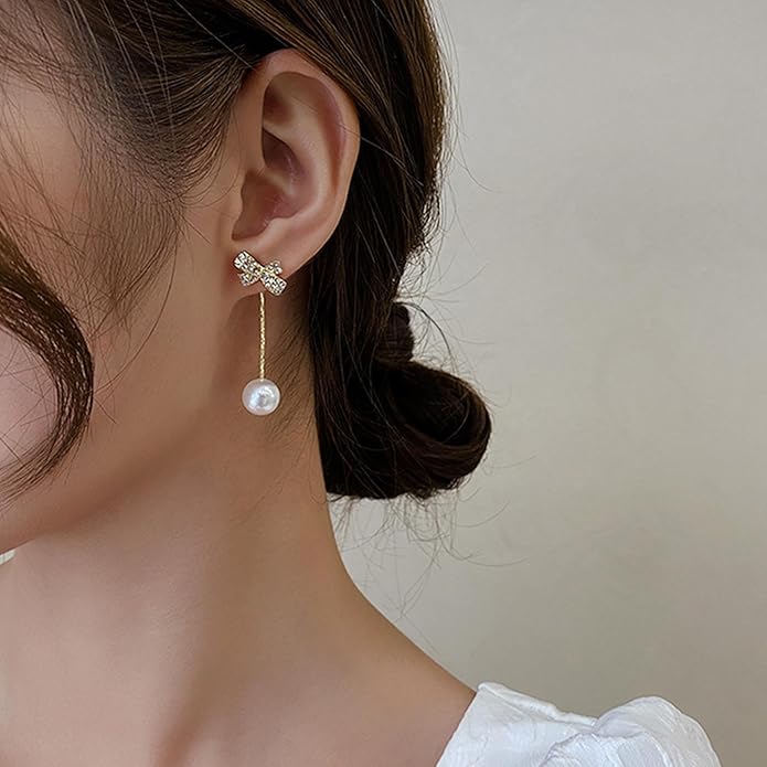 Boho Pearl Tassel Drop Earrings Vintage