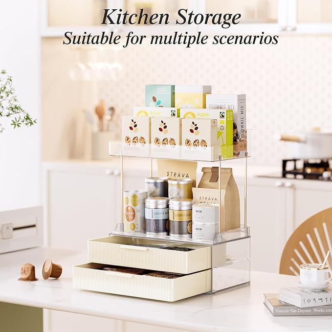 2-tier 2-drawer bathroom counter organizer,