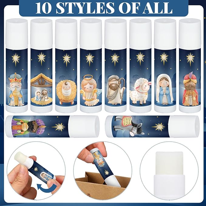 Dunzy 50 Sets Nativity Lip Balm Supplies