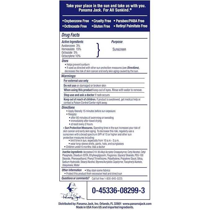 Panama Jack Sport Sunscreen Lotion - SPF 100, Broad Spectrum UVA/UVB Protection, Non-Greasy, PABA, Paraben, Gluten & Cruelty Free, 3 FL OZ (Pack of 12)