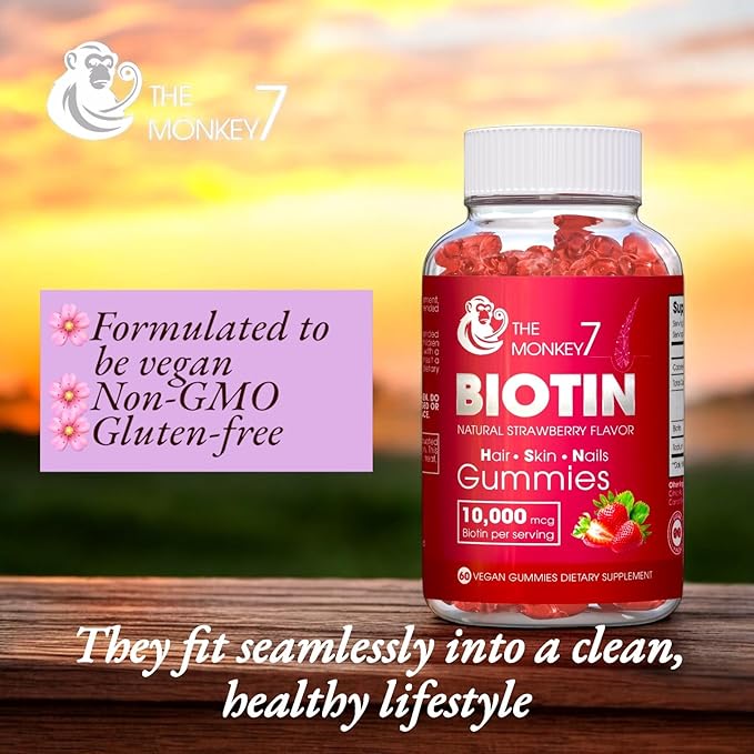 Biotin Gummy Bears Hair Growth Products Biotin 10000mcg | Biotin Gummies Hair Skin and Nails Vitamins Sugar Free Non GMO Gluten Free 60 Gummies 30 Day Supply - 2 Pack
