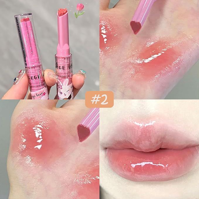 3 Colors Jelly Lipstick, Tinted Lip Gloss Heart Gloss