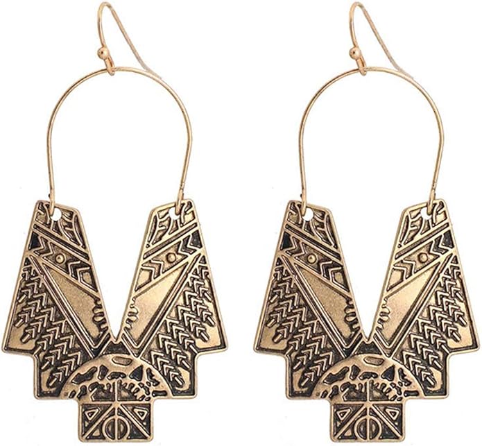 Zealmer Gold Geometric Earrings Statement Vintage