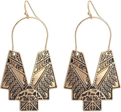 Zealmer Gold Geometric Earrings Statement Vintage
