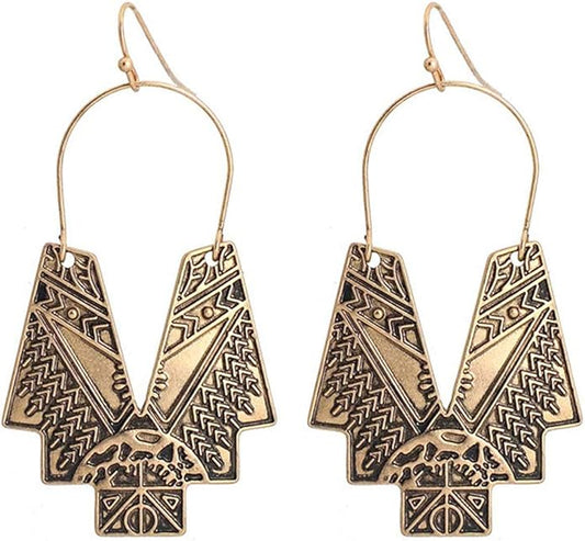 Zealmer Gold Geometric Earrings Statement Vintage