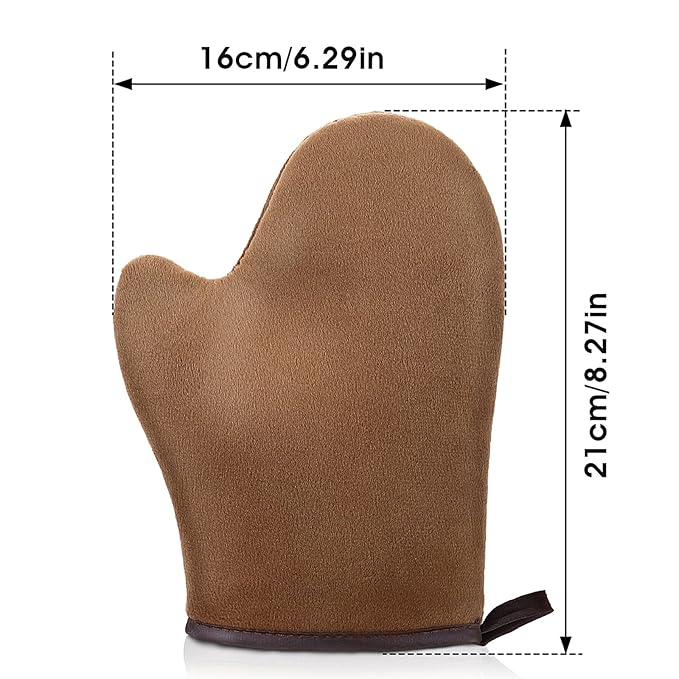 Self Tanning Mitt Applicator Kit, Bronze Tan Self Tanning Mitt Self Tanner Mitt With Thumb Machine Washable and Reusable Back Applicator Mitt, Ultra Soft and Streak Free(Brown)