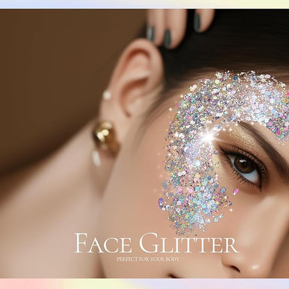 Teenitor Body Glitter, Silver Glitter, Body Glitter Gel, Makeup Glitter