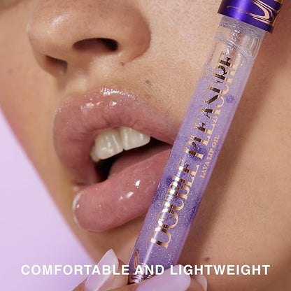 Double Pleasure Lip Oil - Moisturizing Lip Gloss for Women - Softening Glow Lip Plumper Gloss - Hydrating Lip Glow Oil - Plumping Lip Gloss Oil with Silicone Applicator (Orgazmatron)