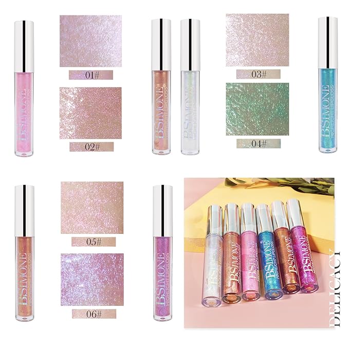 Glitter Liquid Lipsticks Set 6 Colors Neon Diamond Glitter