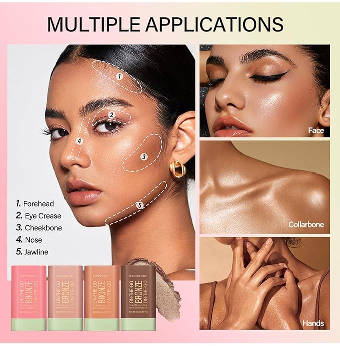 Cream Contour Stick,Bronzer Contouring Stick Facial Cream Highlight 03-Rich Glow