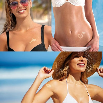 210 Pieces Tanning Stickers Sunbathing Tattoo Body Sticker Self Adhesive for Indoor Tanning Beds Heart Butterfly Lips Shaped