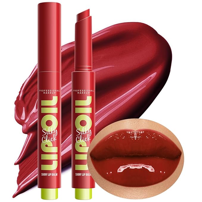 Lip Gloss Stick Moisturizing Lip Makeup Lip Plumper Gloss Lightweight Buildable Vegan Lipbalm Plumping Lipgloss For Women Girls Long-Lasting Dry Lip Care, 07# Wine Red