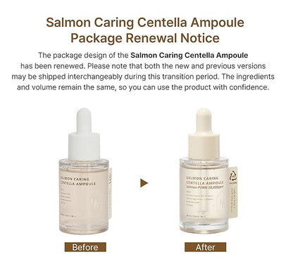 Salmon Caring Centella Ampoule - Salmon PDRN, Salmon Egg Extract, Centella, Madecassoside, Calming, Soothing, Restore and Rejuvenate, Sensitive Skin, Korean Skincare