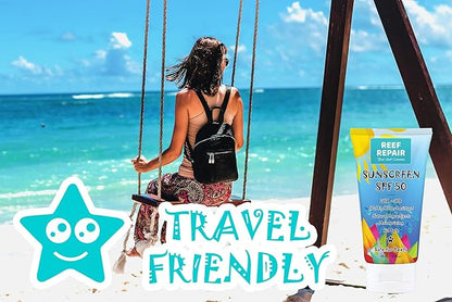 Reef Safe Sunscreen SPF 50 (2 Pack) - Natural, Travel Size, Water Resistant, Moisturizing, Broad Spectrum UVA/UVB Coral Friendly Mineral Suncream from Reef Repair (2 x 1.7 fl.Oz)