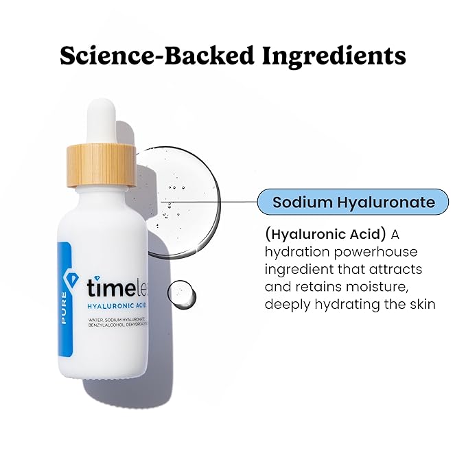 Timeless Skin Care Hyaluronic Acid 100% Pure Serum - Hydrating Face Serum for Personal Care - Fragrance-Free Hyaluronic Acid Serum for Skin Care - 2 oz (Pack of 2)