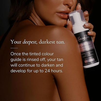 Loving Tan Platinum Mousse, Dark - Streak Free, Natural Looking, Professional Strength Sunless Tanner - 10+ Self Tan Applications per Bottle, Cruelty Free, Naturally Derived DHA - 6.7 Fl Oz