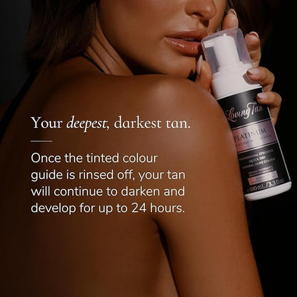 Loving Tan Platinum Mousse, Dark - Streak Free, Natural Looking, Professional Strength Sunless Tanner - 5+ Self Tan Applications per Bottle, Cruelty Free, Naturally Derived DHA - 3.3 Fl Oz