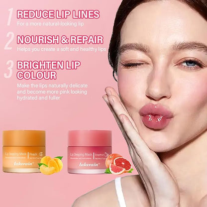 2PCS Lip Sleeping Mask, Lip Mask Grapefruit)
