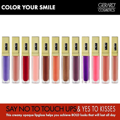 Gerard Cosmetics Color Your Smile Lip Gloss Eggplant | Super Pigmented Bright Purple Lip Gloss with LED Light and Mirror | Shiny Finish | Hydrating Purple Lipstick