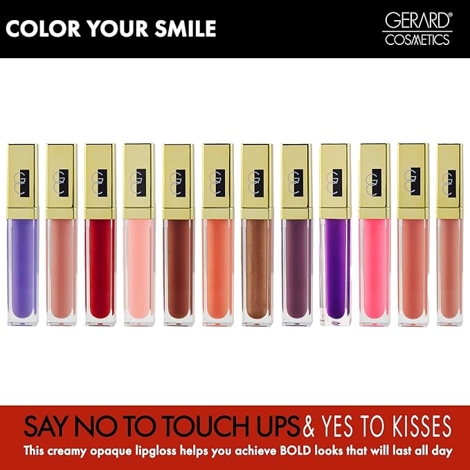 Gerard Cosmetics Color Your Smile Lip Gloss Nude | Super Pigmented Nude Lip Gloss with LED Light and Mirror | Shiny Finish | Hydrating Liquid Lip Color | Cruelty Free and Made in USA