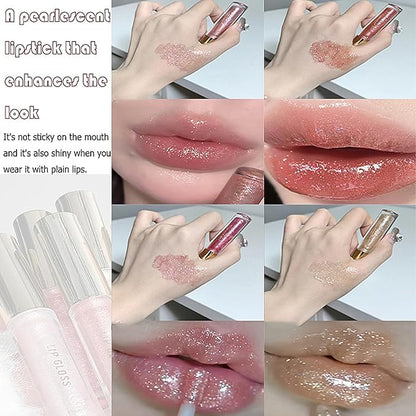 5 Colors Shimmery Glitter Lip Gloss Liquid Lipstick Set, Plumping Hydrating Lip Glow Oil, High Shine Sparkling Color Lipstick Makeup