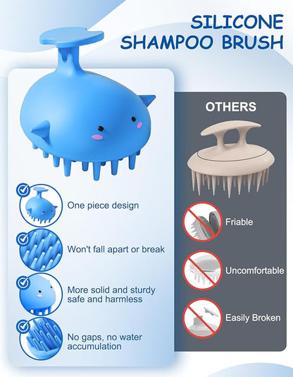 Scalp Massager Hair Growth Shampoo Brush, Silicone Scalp Scrubber Shower Scalp Brush for Hair, Head Massager Scalp Exfoliator for Dandruff Removal, Wet Dry Scalp Massage Tool for Hair Care, Blue