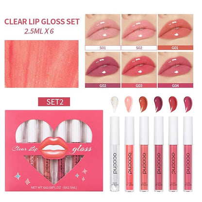 Hydrating Lip Gloss Set 6 Colors Moisturizing Glossy Hydrating