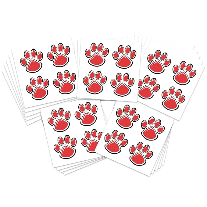 FashionTats Sport Spirit Temporary Tattoos | 100 Tattoos (Red Paw)