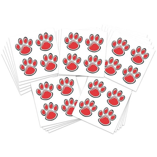 FashionTats Sport Spirit Temporary Tattoos | 100 Tattoos (Red Paw)