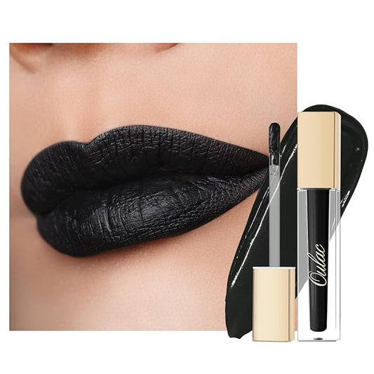 Oulac Matte Liquid Black Lipstick for Women Halloween, Highly Pigmented Color Lip Stain with Creamy Formula, Long Lasting, Waterproof, Vitamin E, Vegan, Cruelty-Free, M23
