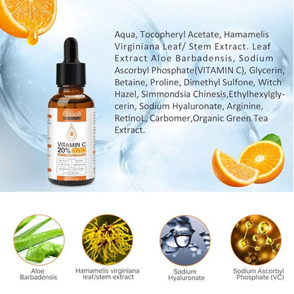 Premium 20% 𝐯𝐢𝐭𝐚𝐦𝐢𝐧 𝐜 𝐬𝐞𝐫𝐮𝐦 - (2PACK) with Hyaluronic Acid, Retinol & Amino Acids - Boost Skin Collagen,Hydrate & Plump Skin, Anti Aging & Wrinkle Facial Serum