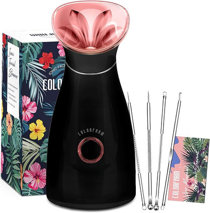 Colorfarm Facial Steamer Nano Ionic: Face Steamer Deep Cleaning Unclogs Pores - Humidifier Warm Hot Mist Home Sauna Spa for Women Men Sinuses Moisturizing