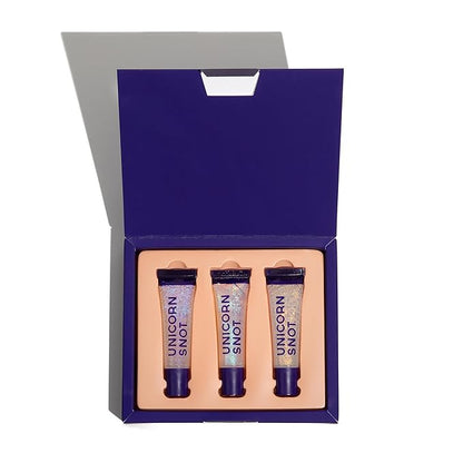 UNICORN SNOT Glitter Lip Gloss Kit - Long-Lasting Sparkly BIO Lip Shine - Vegan & Cruelty Free Non-Sticky Formula - Lip Gloss for Festivals and Rave Makeup - High-Shine Glitter Lip Gloss, Set of 3