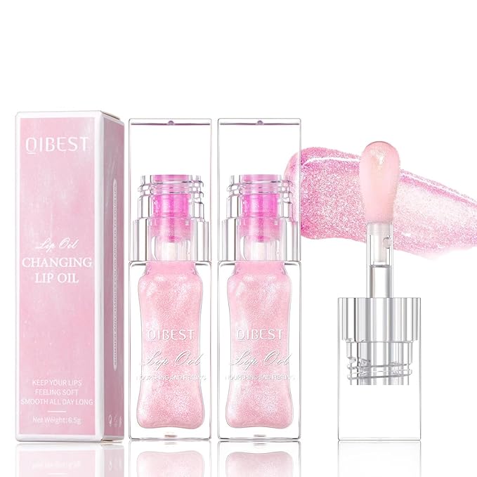 Magic Color Changing Lip Oil, Cosmetics Color Changing Lip Oil, Warm Change Hydrating Lip Gloss, Long Lasting Shimmery Lip Glow Oil, Moisturizing Non-sticky Fresh Texture Lip Oil (Set K, 2)