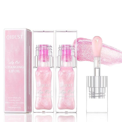 Magic Color Changing Lip Oil, Cosmetics Color Changing Lip Oil, Warm Change Hydrating Lip Gloss, Long Lasting Shimmery Lip Glow Oil, Moisturizing Non-sticky Fresh Texture Lip Oil (Set K, 2)