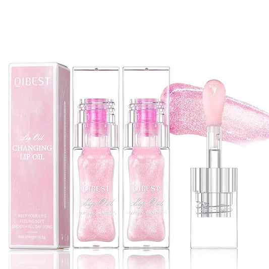 Magic Color Changing Lip Oil, Cosmetics Color Changing Lip Oil, Warm Change Hydrating Lip Gloss, Long Lasting Shimmery Lip Glow Oil, Moisturizing Non-sticky Fresh Texture Lip Oil (Set K, 2)