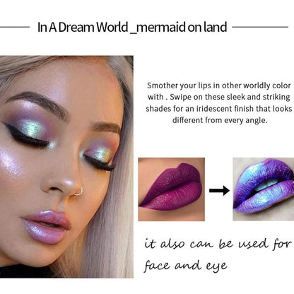 MAEPEOR Glitter Liquid Lipsticks Set 6 Colors Diamond Shimmer Metallic Lipstick Waterproof Long Lasting Makeup Kit Face Eye Glow Shimmer Shinning Lip Gloss Set (Set 01)