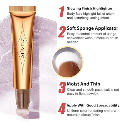 Liquid Highlighter Beauty Wand, Highlight Bronzer Stick with