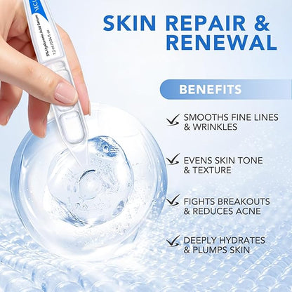 3% Hyaluronic Acid Serum for face, Hyaluronic Acid Tubes, Ultra-Hydrating Vials Serum Smoother Skin, Hyaluronic Acid Boosting Serum Single-Use Skincare 1.2ML*30