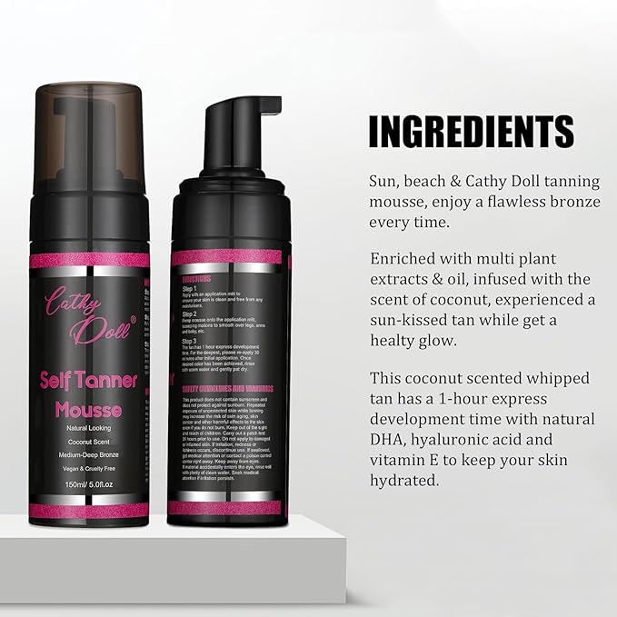 Cathy Doll Cruelty Free Sunless Tanning Mousse Natural Self Tanner Mousse Self Tanning Mousse For Fair Skin Body Face