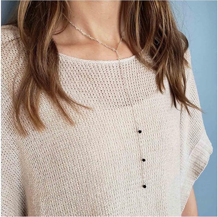 Boho Layered Lava Bead Necklace Silver