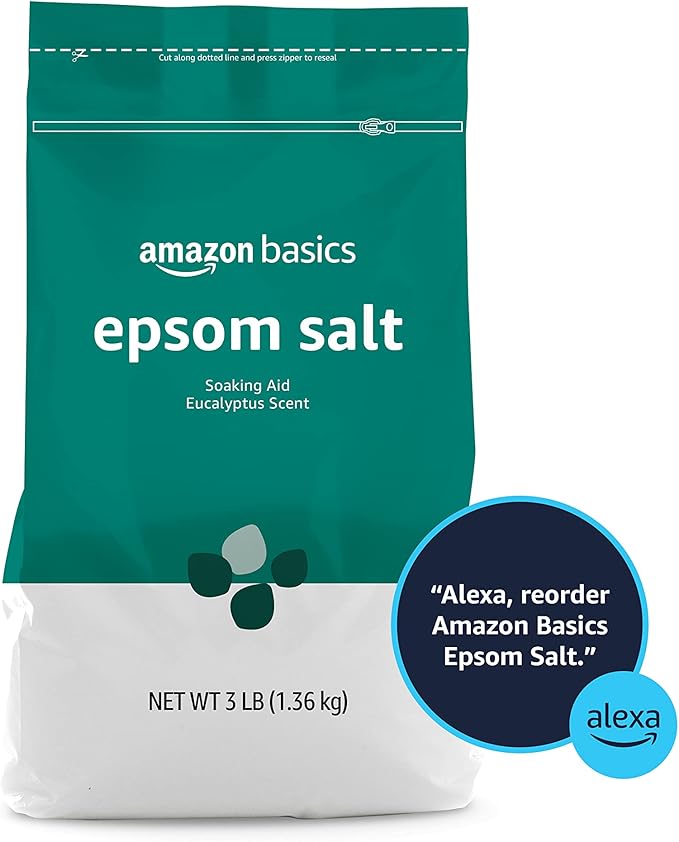Amazon Basics Epsom Salt Soaking Aid, Eucalyptus Scented, 3 Pound (Pack of 6) (Previously Solimo)